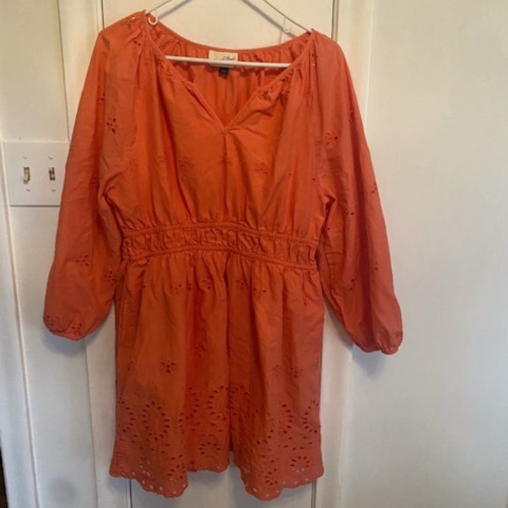 Universal Thread Eyelet Coral Fit & Flare Mini Dress - Picture 2 of 5